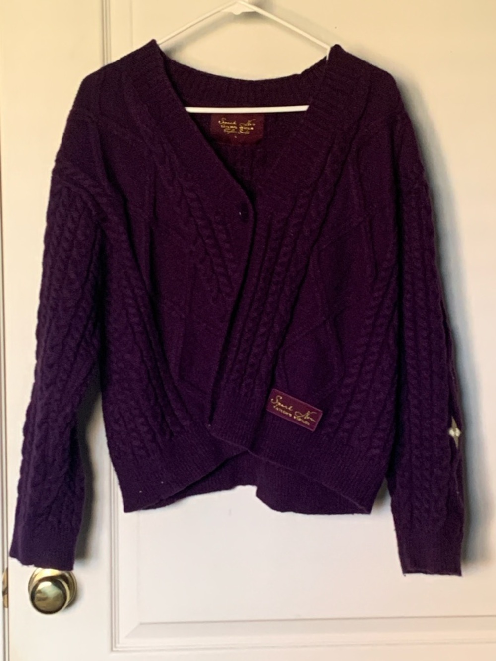 Taylor Swift Deep Purple Cable Knit Cardigan